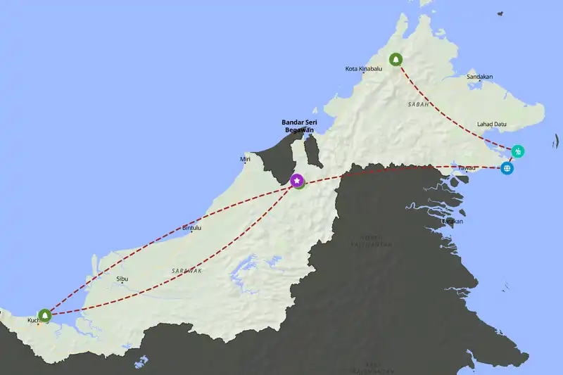 Example Malaysia itinerary planner route