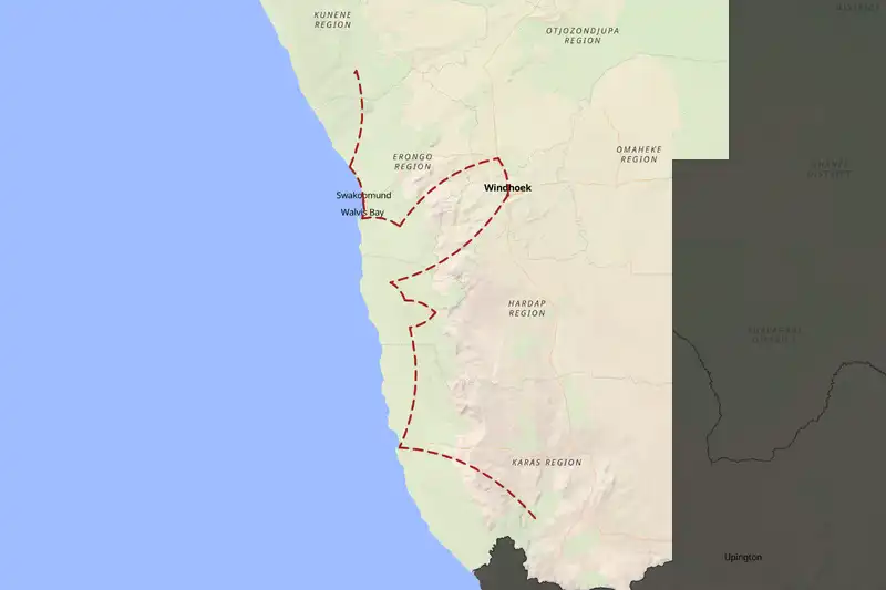 Example Namibia itinerary planner route