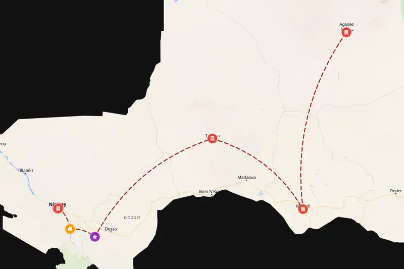 Example Niger itinerary planner route
