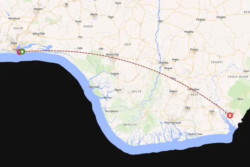 Example Nigeria itinerary planner route