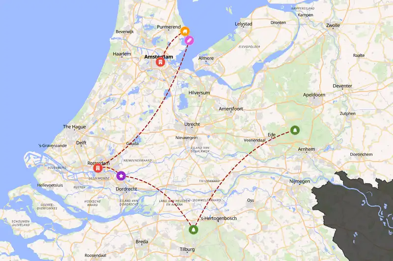 Example Netherlands itinerary planner route