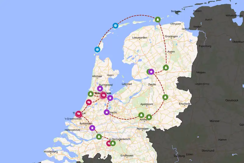 Example Netherlands itinerary planner route