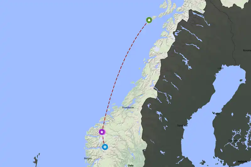 Example Norway itinerary planner route