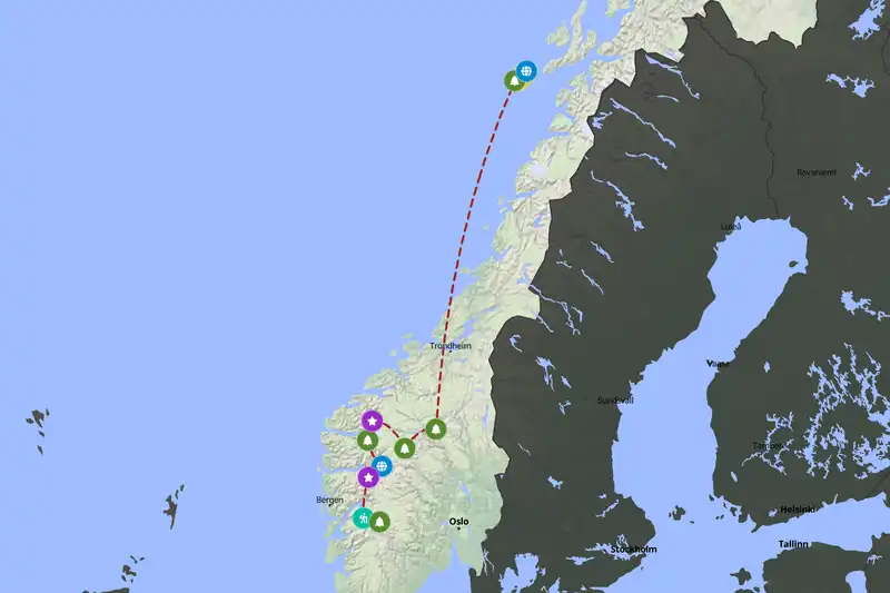 Example Norway itinerary planner route