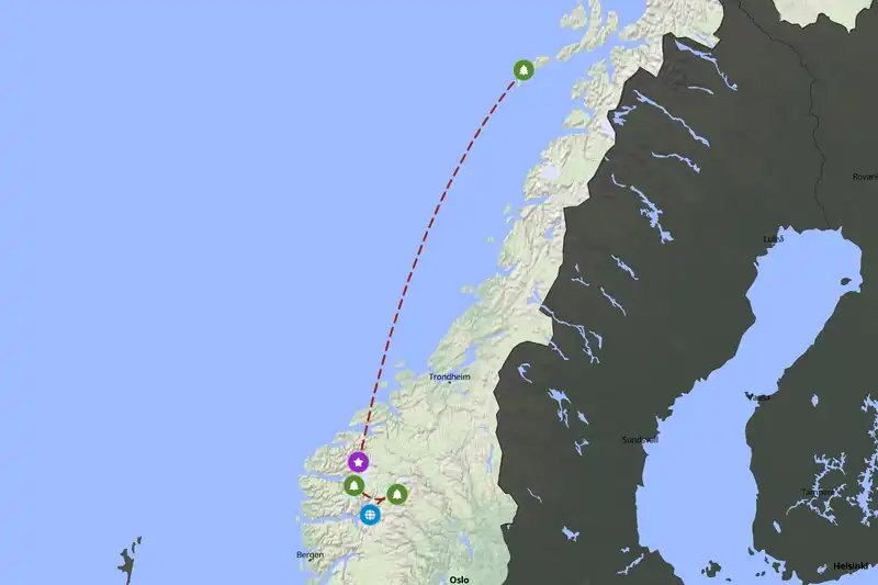 Example Norway itinerary planner route
