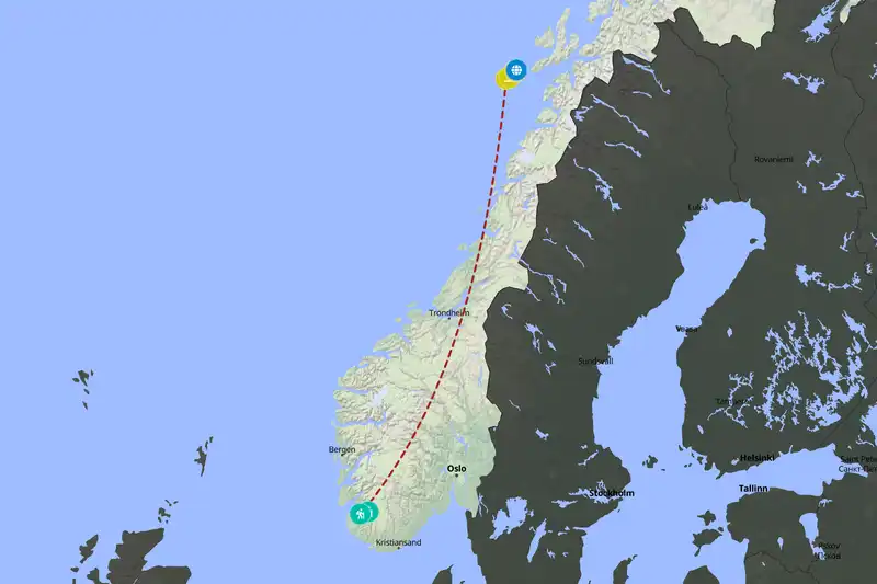 Example Norway itinerary planner route