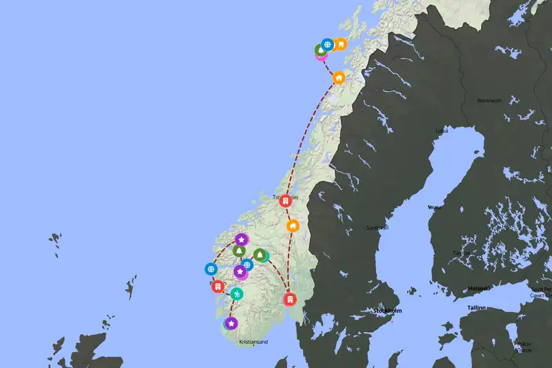 Example Norway itinerary planner route
