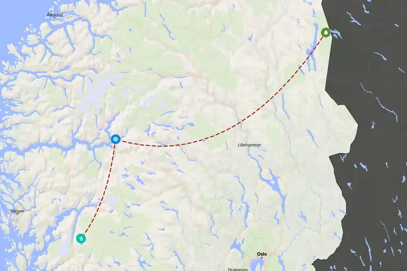 Example Norway itinerary planner route
