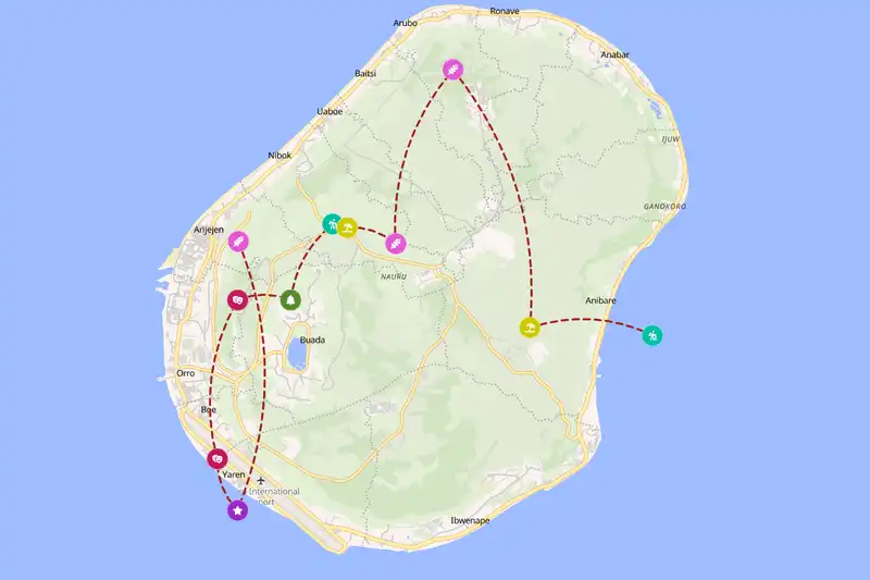 Example Nauru itinerary planner route