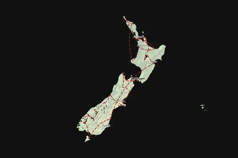 Example New Zealand itinerary planner route