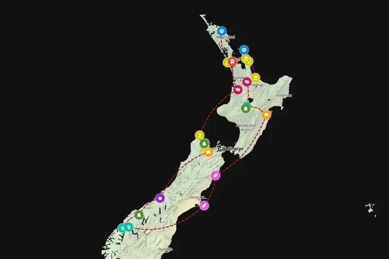 Example New Zealand itinerary planner route