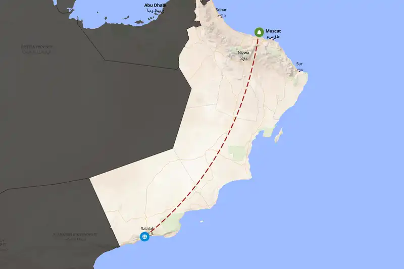 Example Oman itinerary planner route