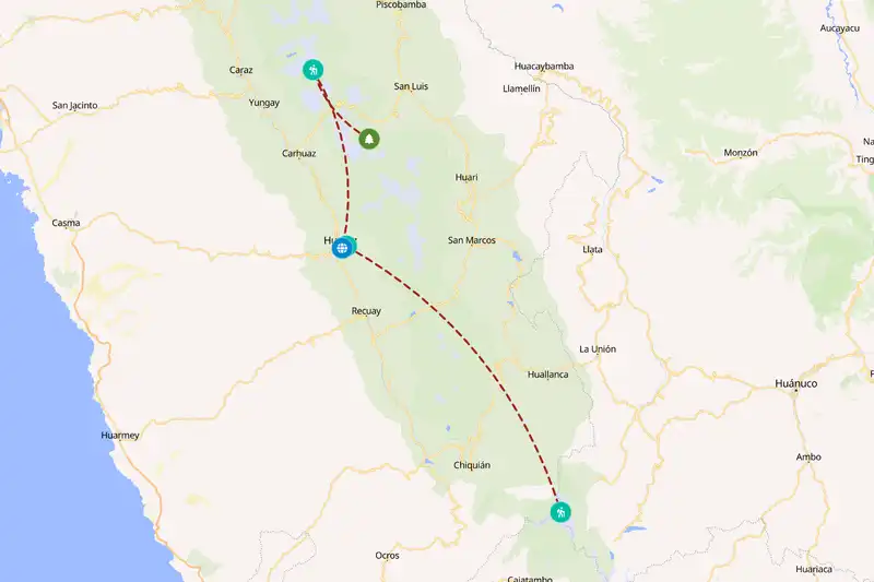 Example Peru itinerary planner route