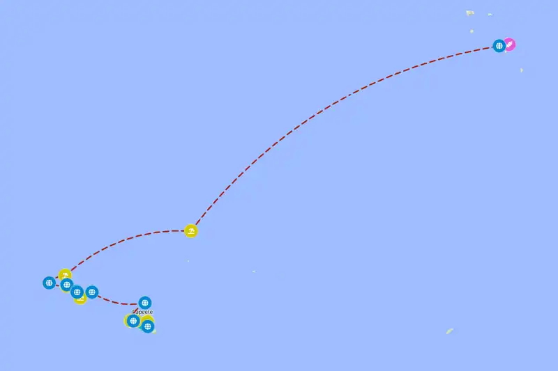 Example French Polynesia itinerary planner route