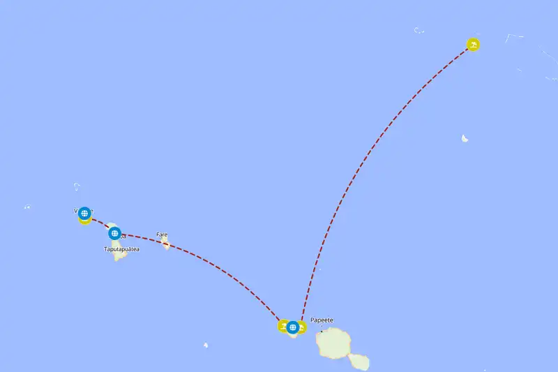 Example French Polynesia itinerary planner route