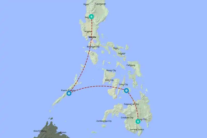 Example Philippines itinerary planner route