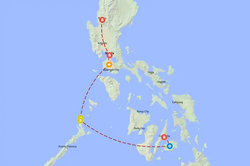 Example Philippines itinerary planner route