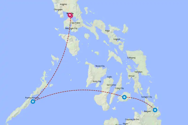 Example Philippines itinerary planner route