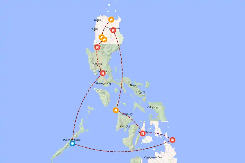 Example Philippines itinerary planner route