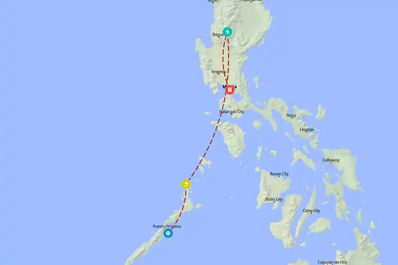 Example Philippines itinerary planner route