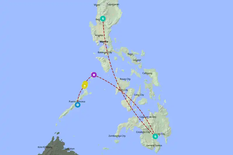 Example Philippines itinerary planner route