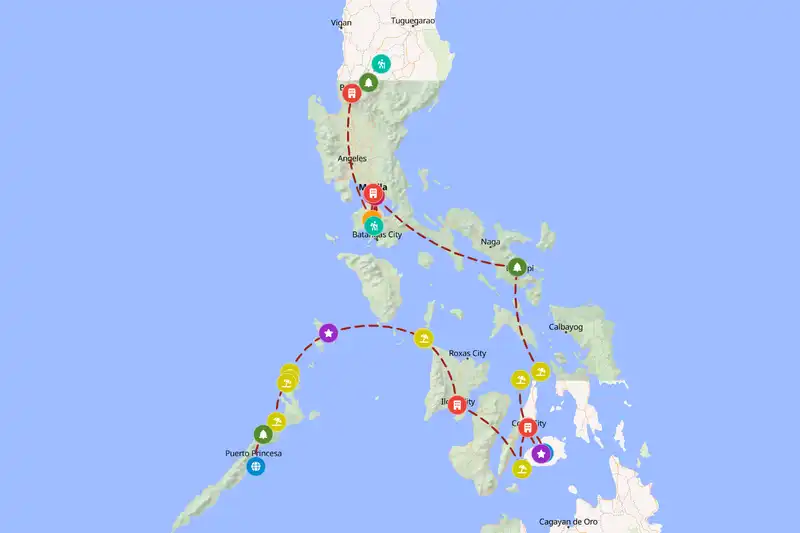 Example Philippines itinerary planner route