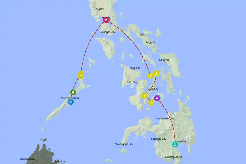 Example Philippines itinerary planner route