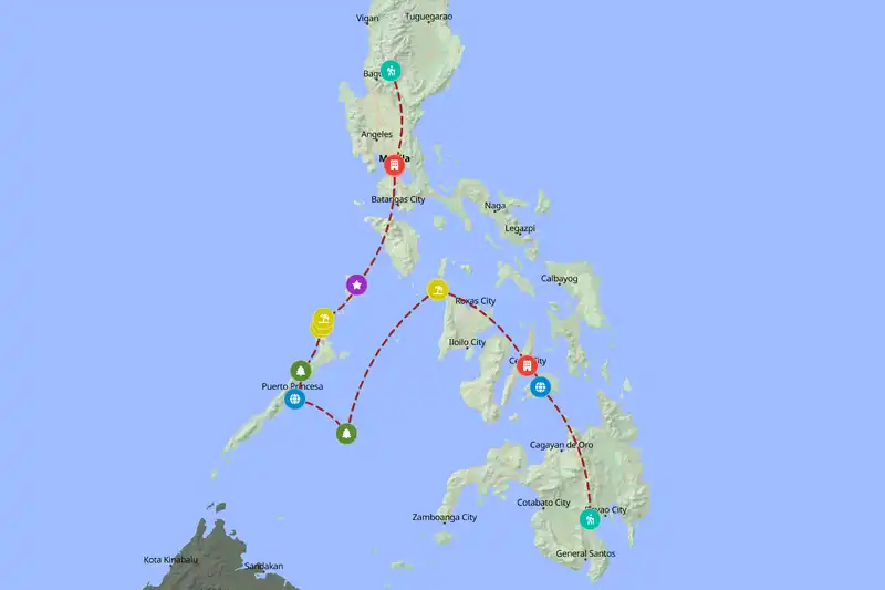 Example Philippines itinerary planner route