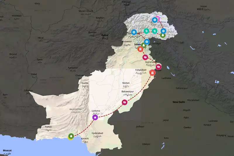 Example Pakistan itinerary planner route