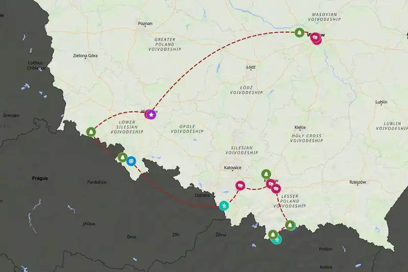 Example Poland itinerary planner route