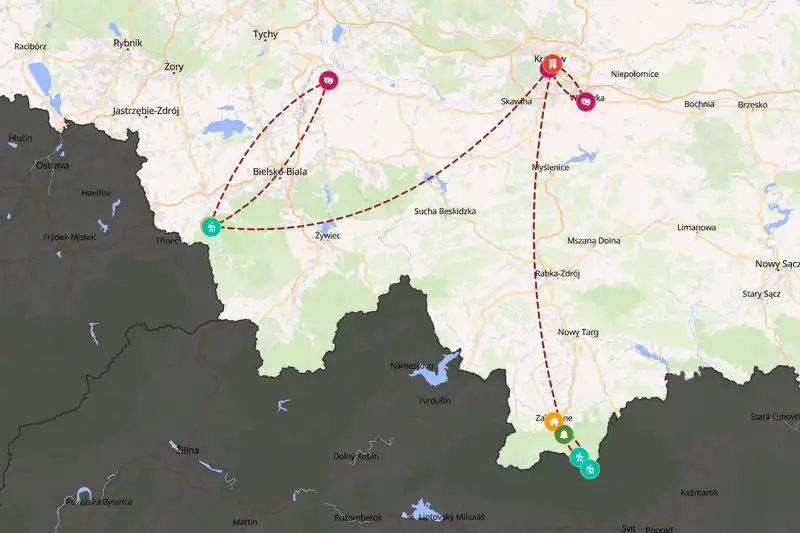 Example Poland itinerary planner route