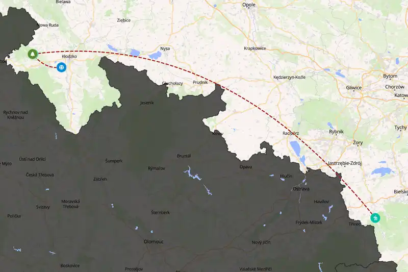 Example Poland itinerary planner route
