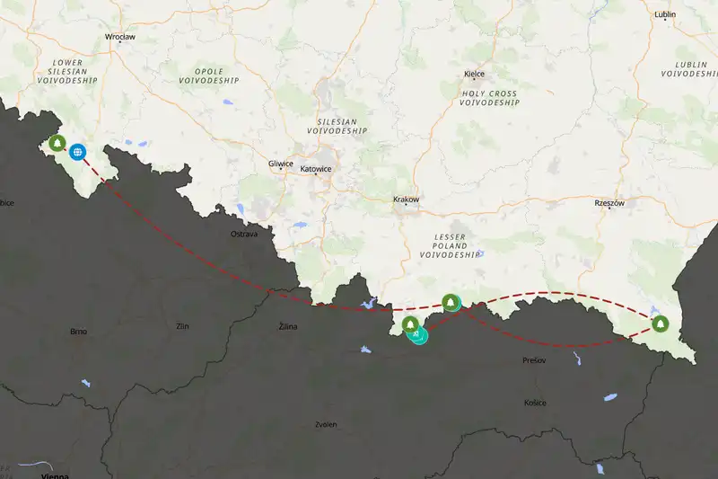 Example Poland itinerary planner route