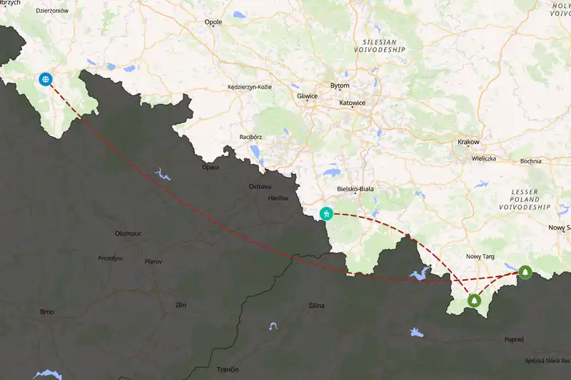 Example Poland itinerary planner route