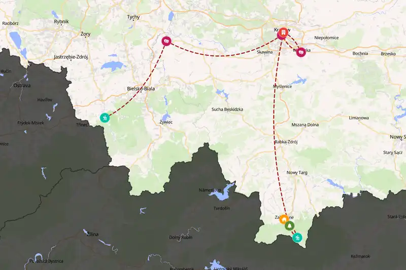 Example Poland itinerary planner route
