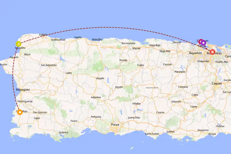 Example Puerto Rico itinerary planner route