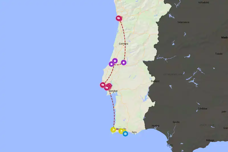 Example Portugal itinerary planner route