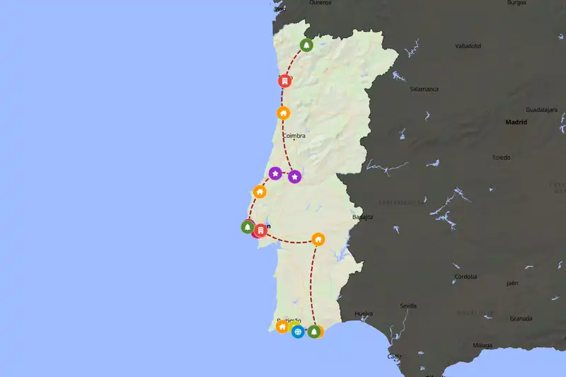 Example Portugal itinerary planner route