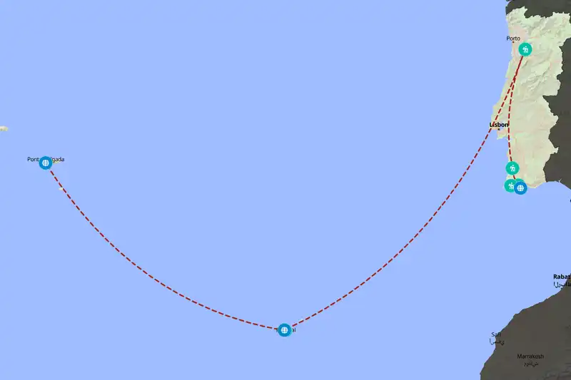 Example Portugal itinerary planner route