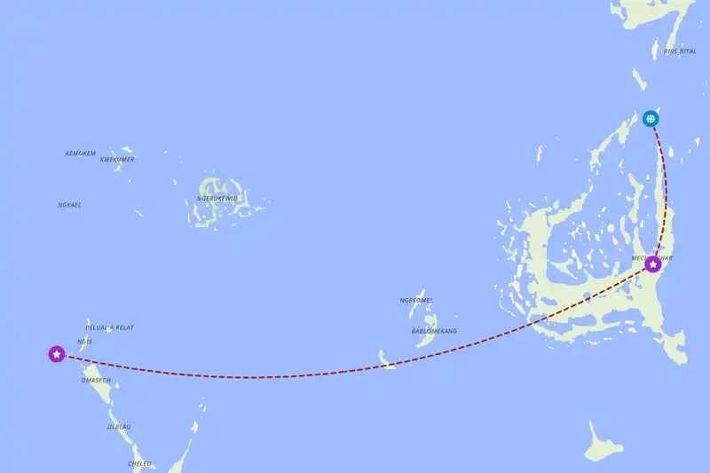 Example Palau itinerary planner route