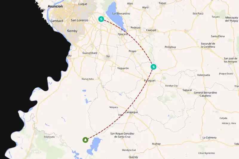 Example Paraguay itinerary planner route