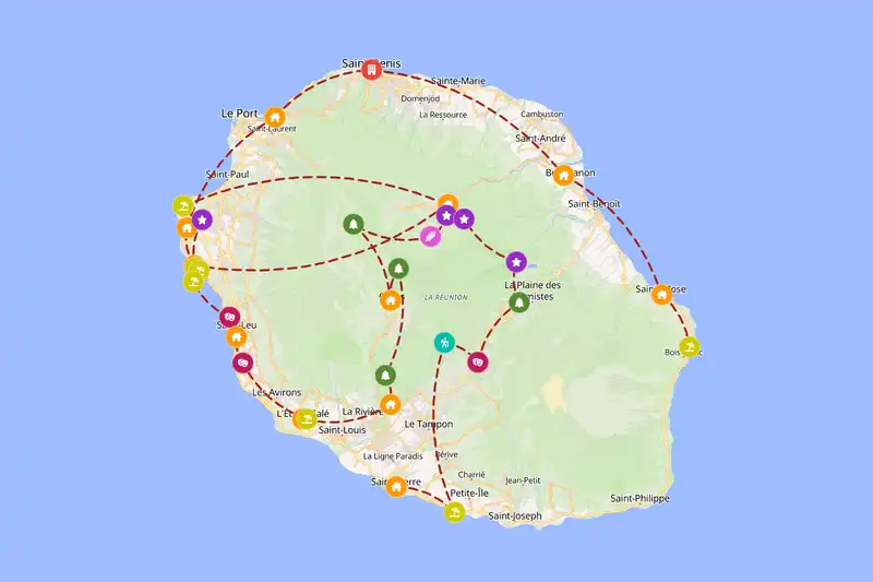 Example Réunion itinerary planner route