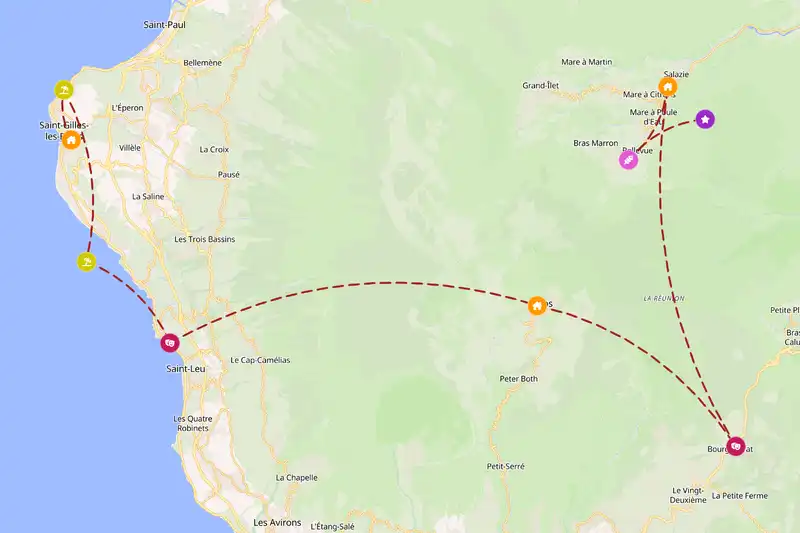 Example Réunion itinerary planner route