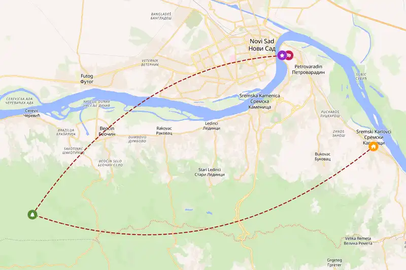 Example Serbia itinerary planner route