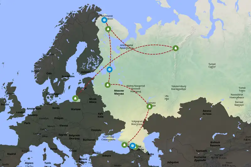 Example Russia itinerary planner route