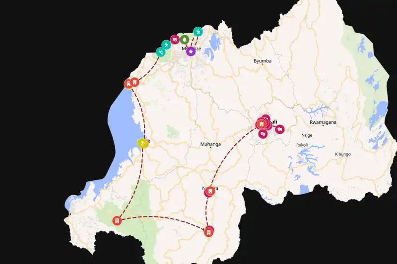 Example Rwanda itinerary planner route