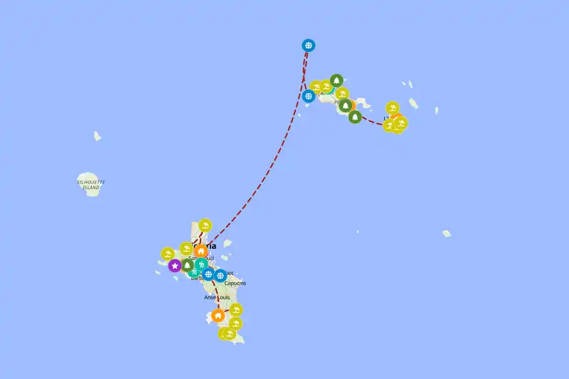 Example Seychelles itinerary planner route