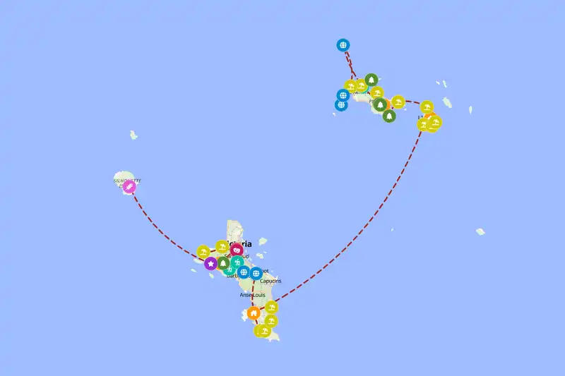 Example Seychelles itinerary planner route