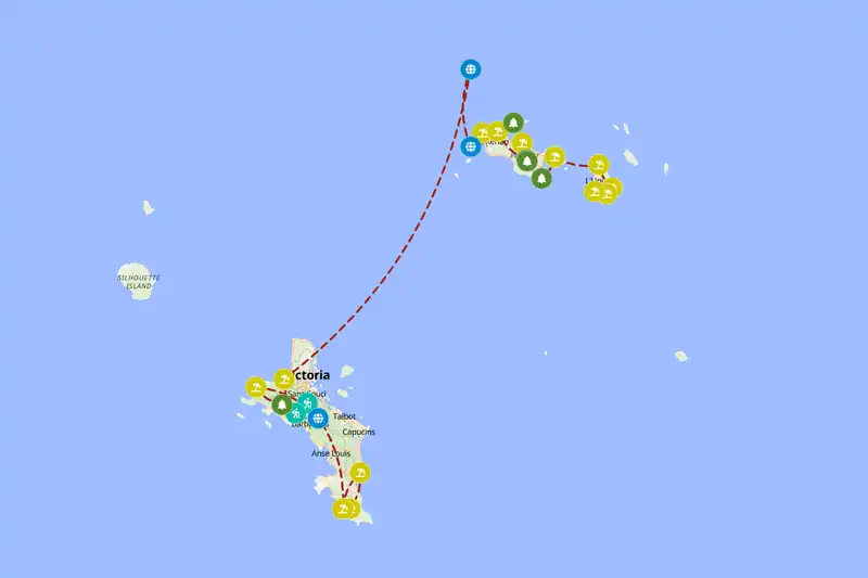 Example Seychelles itinerary planner route