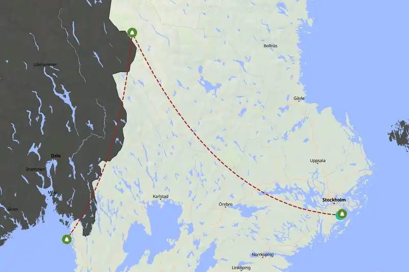 Example Sweden itinerary planner route